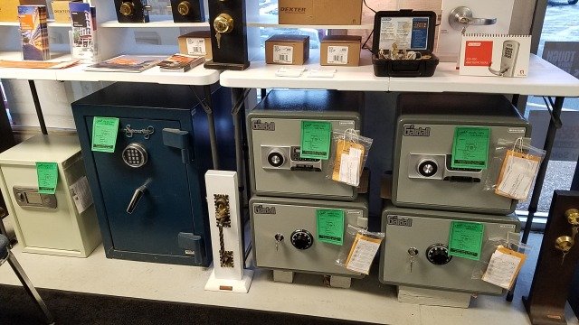 Safe showroom at Interstate Security featuring Gardall and Sargent safes